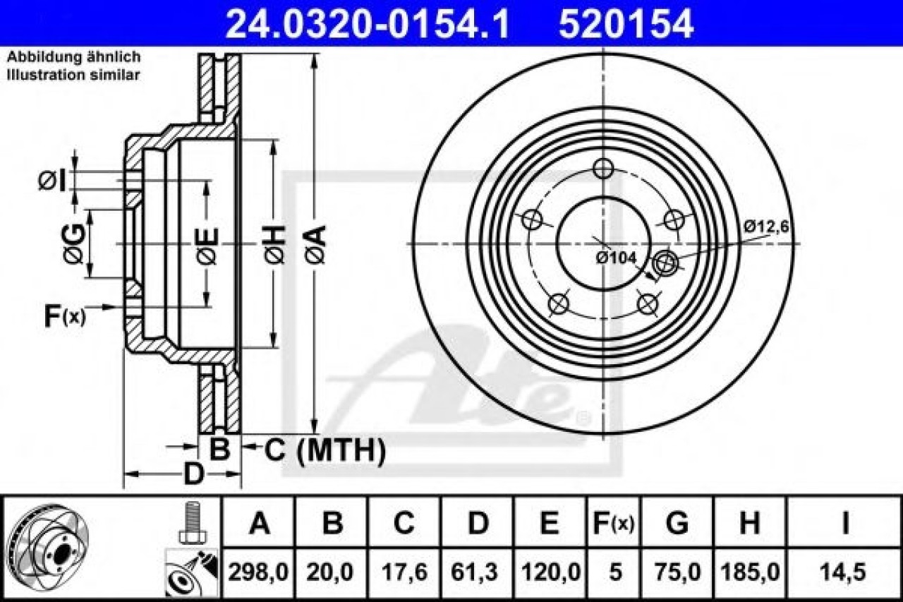 Disc frana BMW Seria 5 Touring (E39) (1997 - 2004) ATE 24.0320-0154.1 piesa NOUA