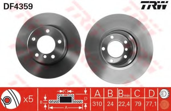 Disc frana BMW Seria 5 Touring (E61) (2004 - 2010) TRW DF4359 piesa NOUA