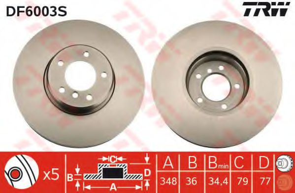 Disc frana BMW Seria 6 (E63) (2004 - 2010) TRW DF6003S piesa NOUA