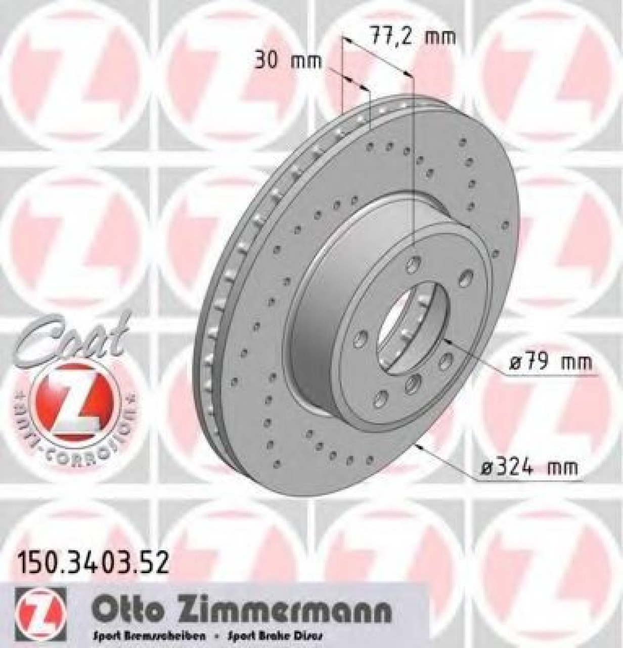 Disc frana BMW Seria 6 (E63) (2004 - 2010) ZIMMERMANN 150.3403.52 piesa NOUA