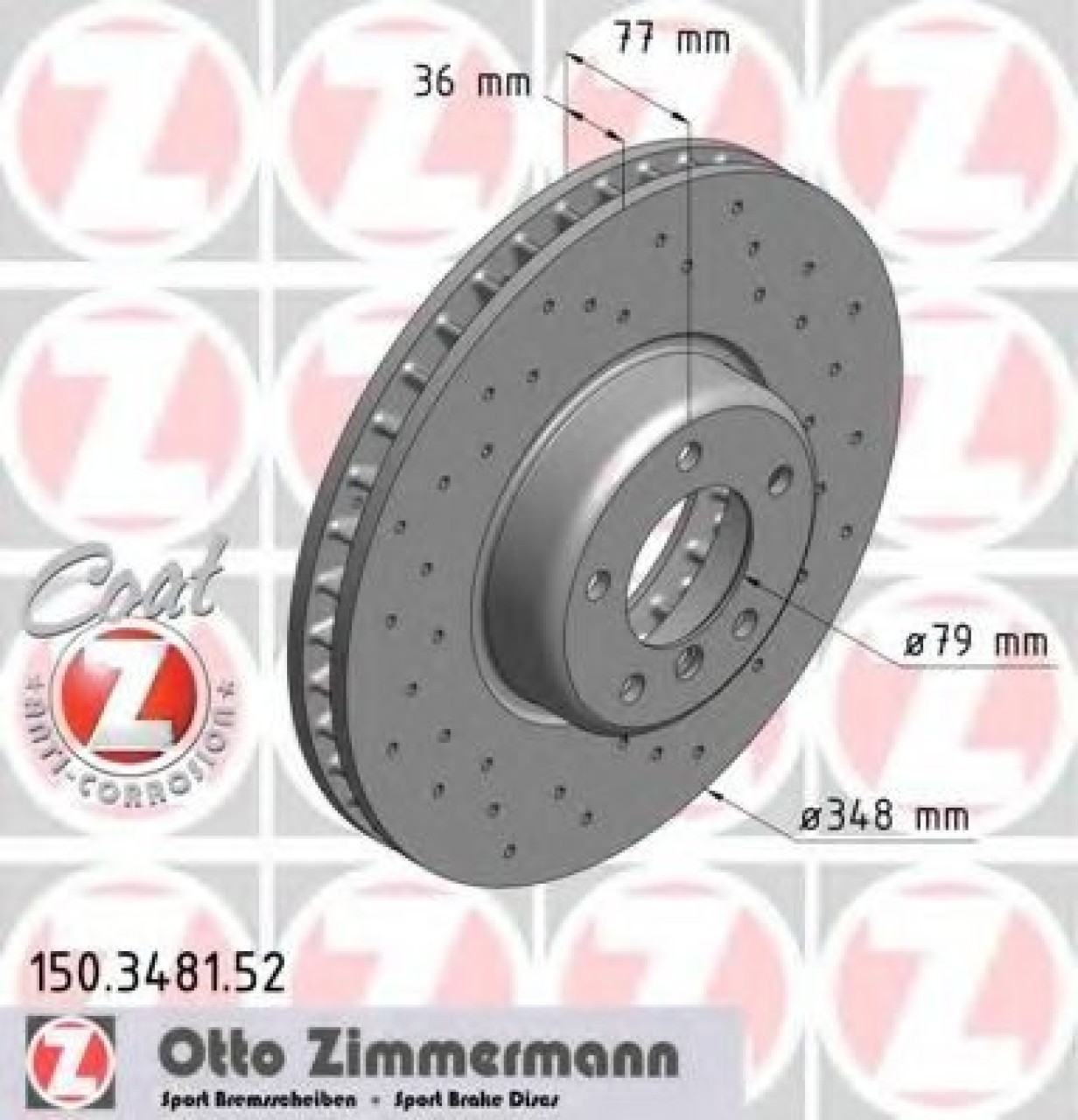 Disc frana BMW Seria 6 (E63) (2004 - 2010) ZIMMERMANN 150.3481.52 piesa NOUA