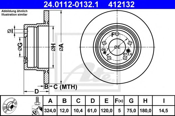 Disc frana BMW Seria 7 (E38) (1994 - 2001) ATE 24.0112-0132.1 piesa NOUA