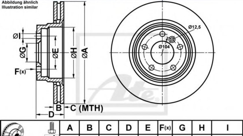 Disc frana BMW Seria 7 (E38) (1994 - 2001) ATE 24.0120-0182.1 piesa NOUA