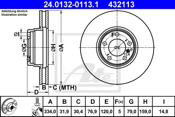Disc frana BMW Seria 7 (E38) (1994 - 2001) ATE 24.0132-0113.1 piesa NOUA