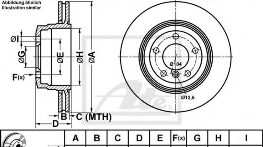 Disc frana BMW Seria 7 (E65, E66, E67) (2001 - 2009) ATE 24.0120-0217.1 piesa NOUA