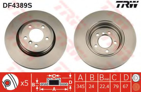 Disc frana BMW Seria 7 (E65, E66, E67) (2001 - 2009) TRW DF4389S piesa NOUA