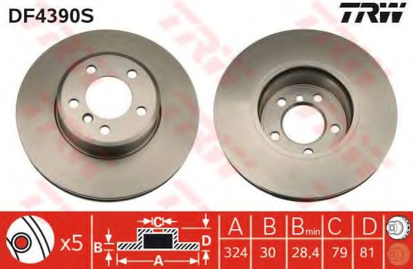 Disc frana BMW Seria 7 (E65, E66, E67) (2001 - 2009) TRW DF4390S piesa NOUA