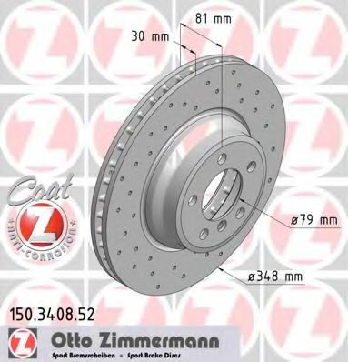 Disc frana BMW Seria 7 (E65, E66, E67) (2001 - 2009) ZIMMERMANN 150.3408.52 piesa NOUA