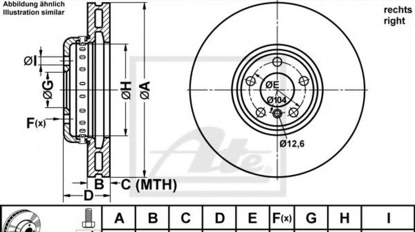 Disc frana BMW Seria 7 (F01, F02, F03, F04) (2008 - 2015) ATE 24.0136-0120.2 piesa NOUA