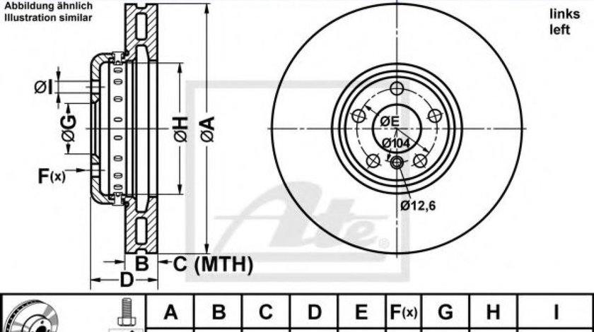 Disc frana BMW Seria 7 (F01, F02, F03, F04) (2008 - 2015) ATE 24.0136-0121.2 piesa NOUA