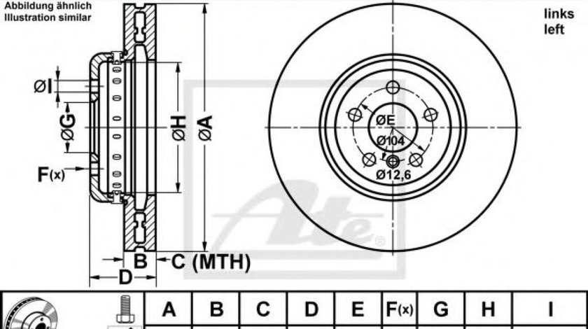 Disc frana BMW Seria 7 (F01, F02, F03, F04) (2008 - 2015) ATE 24.0136-0119.2 piesa NOUA