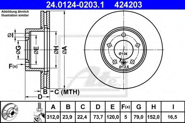 Disc frana BMW X1 (E84) (2009 - 2015) ATE 24.0124-0203.1 piesa NOUA