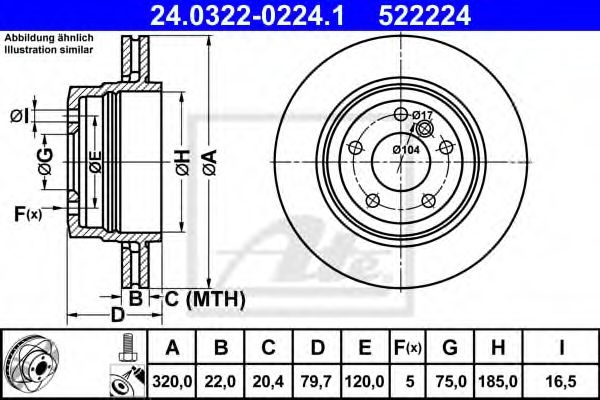 Disc frana BMW X3 (E83) (2004 - 2011) ATE 24.0322-0224.1 piesa NOUA