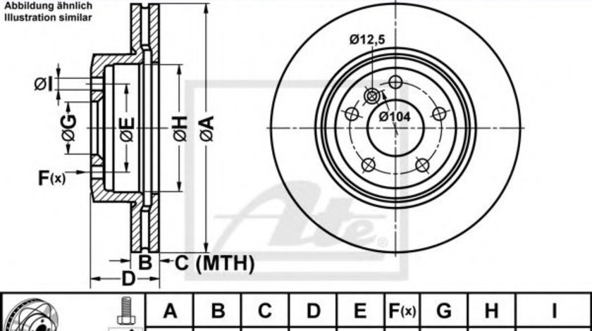 Disc frana BMW X3 (E83) (2004 - 2011) ATE 24.0325-0160.1 piesa NOUA