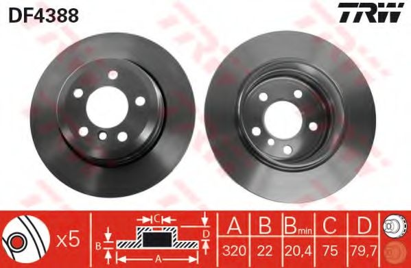 Disc frana BMW X3 (E83) (2004 - 2011) TRW DF4388 piesa NOUA