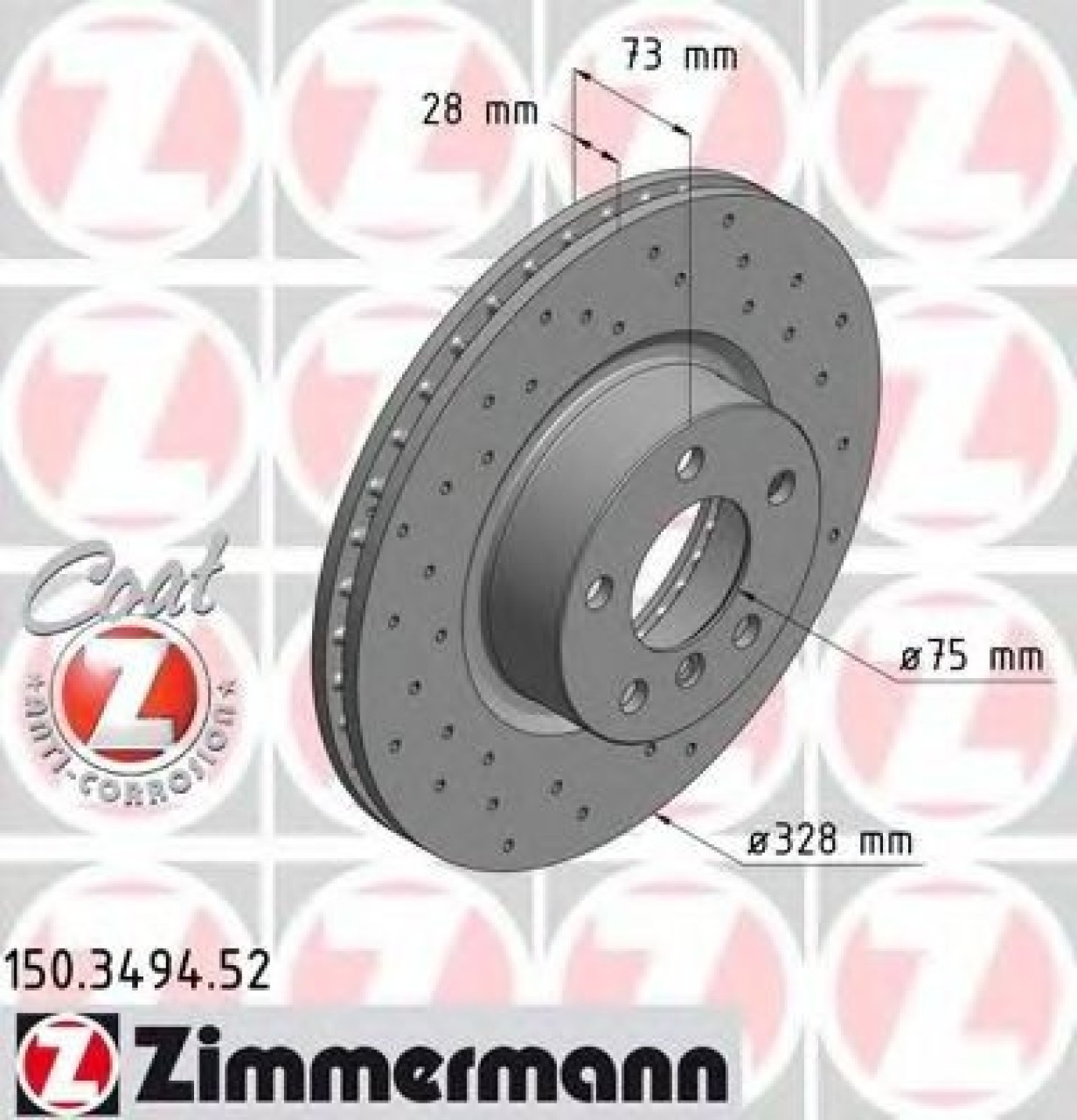 Disc frana BMW X3 (F25) (2010 - 2016) ZIMMERMANN 150.3494.52 piesa NOUA