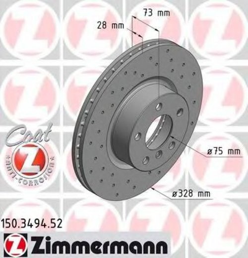 Disc frana BMW X3 (F25) (2010 - 2016) ZIMMERMANN 150.3494.52 piesa NOUA