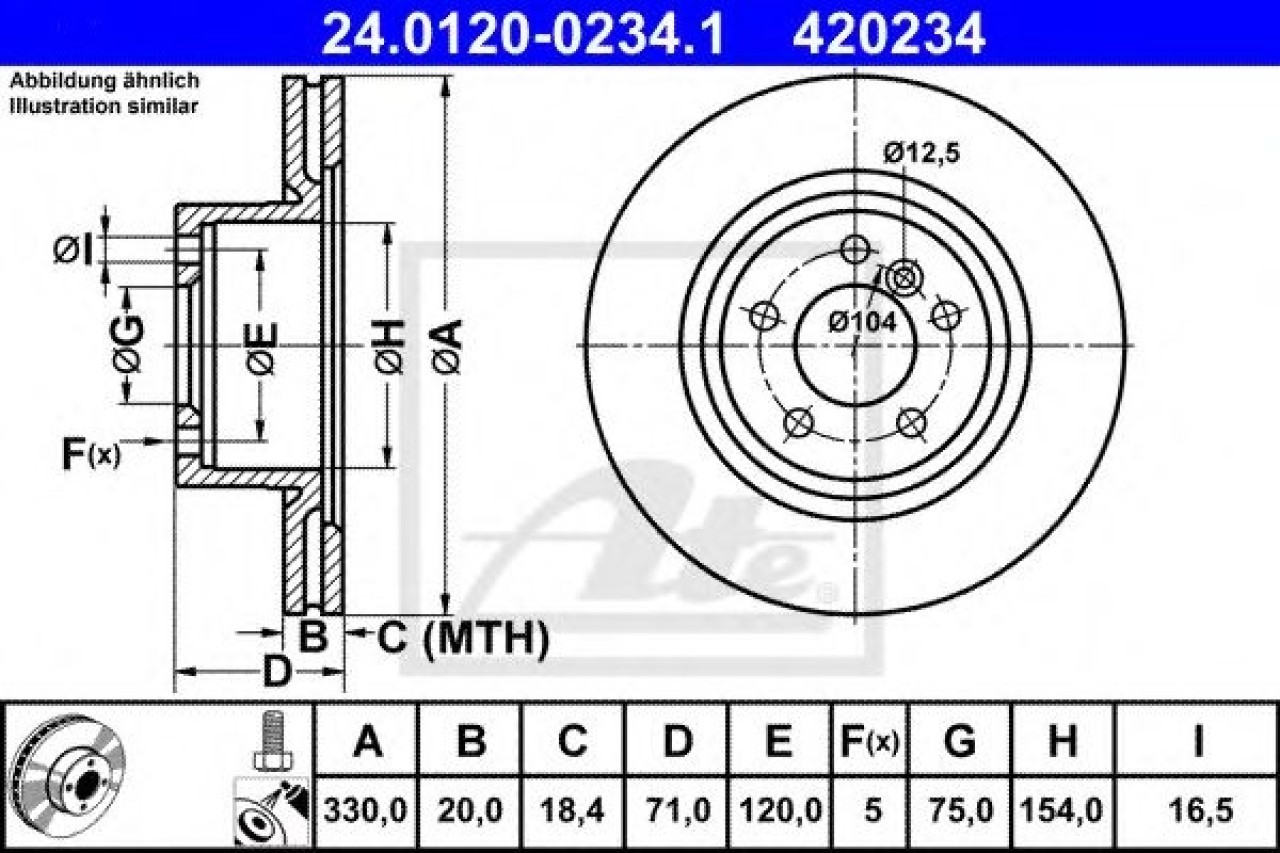 Disc frana BMW X4 (F26) (2014 - 2016) ATE 24.0120-0234.1 piesa NOUA