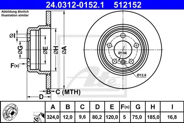Disc frana BMW X5 (E53) (2000 - 2006) ATE 24.0312-0152.1 piesa NOUA
