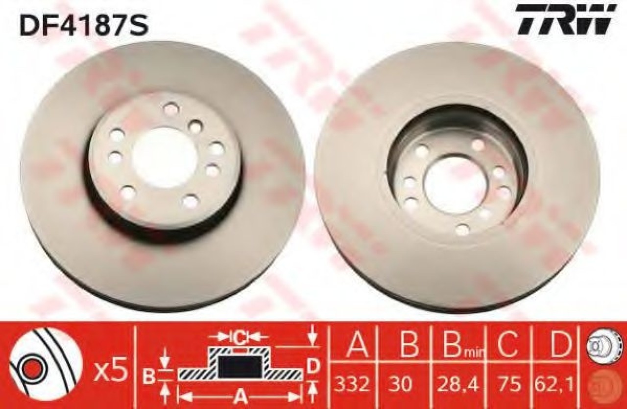 Disc frana BMW X5 (E53) (2000 - 2006) TRW DF4187S piesa NOUA