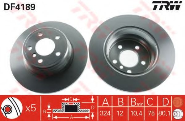 Disc frana BMW X5 (E53) (2000 - 2006) TRW DF4189 piesa NOUA