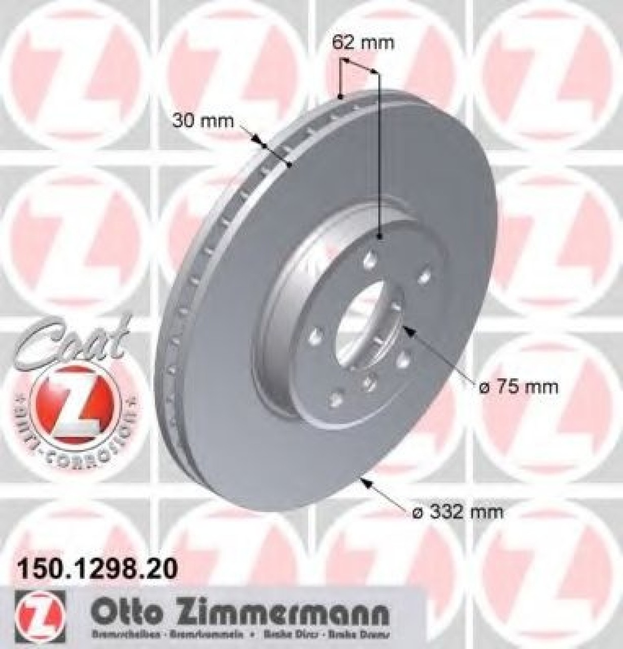 Disc frana BMW X5 (E53) (2000 - 2006) ZIMMERMANN 150.1298.20 piesa NOUA
