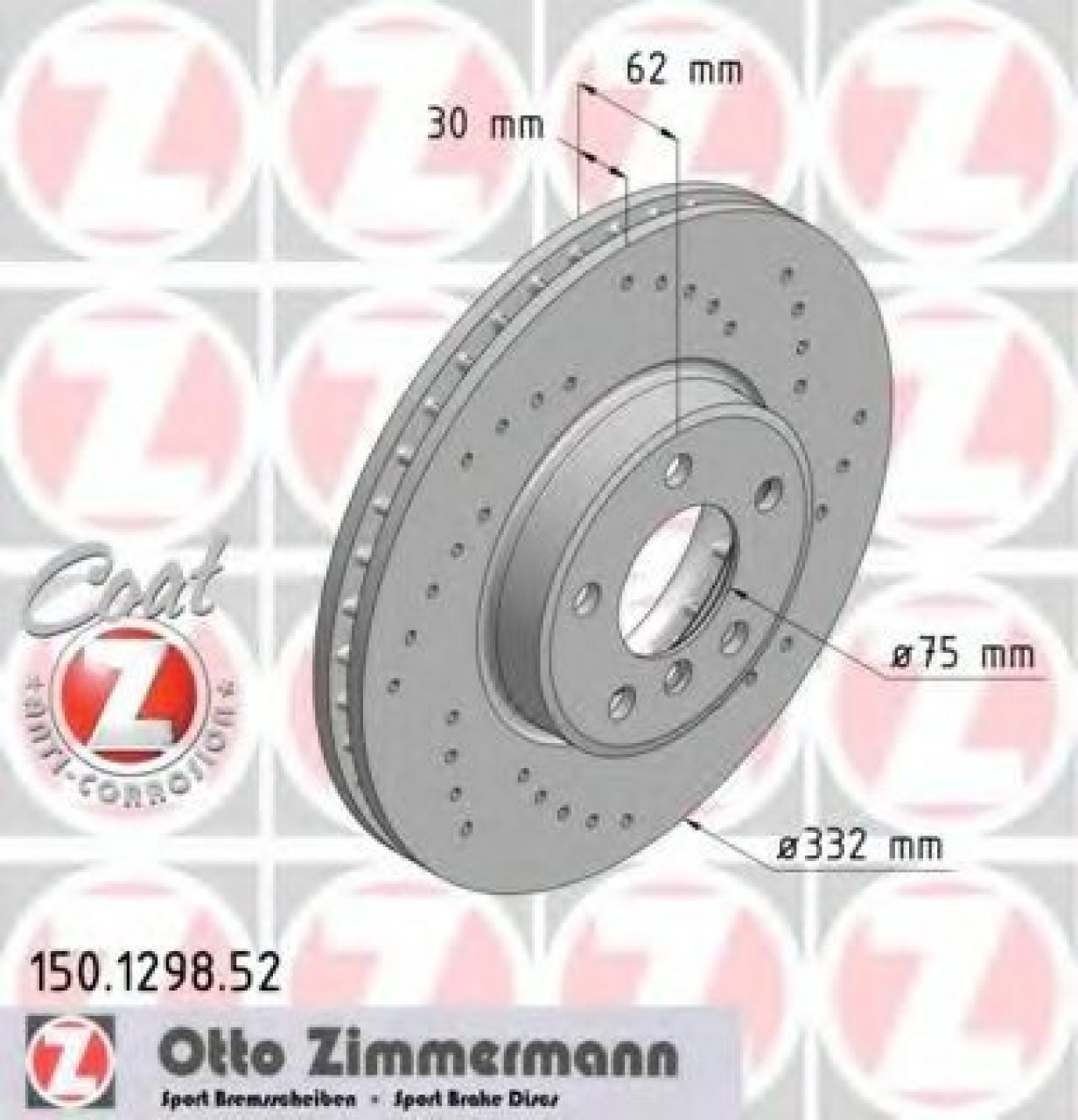 Disc frana BMW X5 (E53) (2000 - 2006) ZIMMERMANN 150.1298.52 piesa NOUA