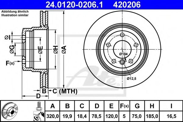 Disc frana BMW X5 (E70) (2007 - 2013) ATE 24.0120-0206.1 piesa NOUA