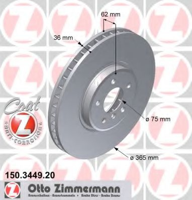 Disc frana BMW X5 (E70) (2007 - 2013) ZIMMERMANN 150.3449.20 piesa NOUA