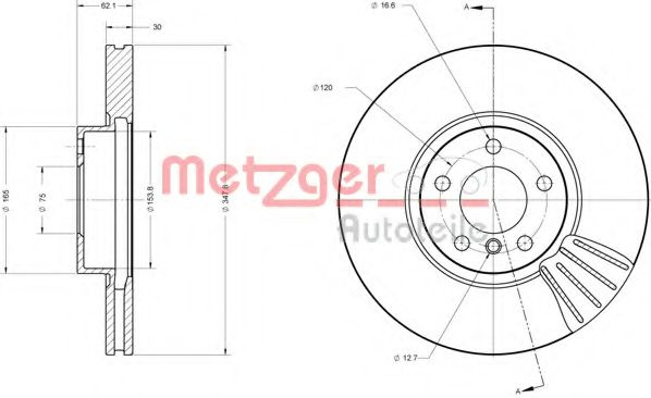 Disc frana BMW X5 (F15, F85) (2013 - 2016) METZGER 6110555 piesa NOUA