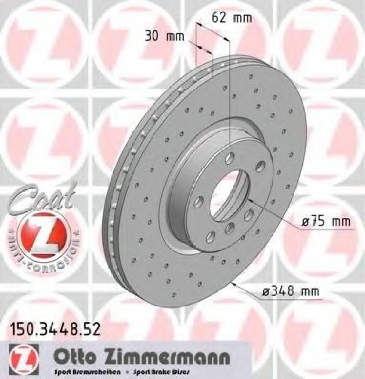 Disc frana BMW X5 (F15, F85) (2013 - 2016) ZIMMERMANN 150.3448.52 piesa NOUA