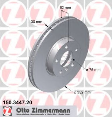 Disc frana BMW X6 (E71, E72) (2008 - 2014) ZIMMERMANN 150.3447.20 piesa NOUA