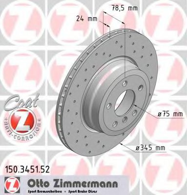 Disc frana BMW X6 (F16, F86) (2014 - 2016) ZIMMERMANN 150.3451.52 piesa NOUA