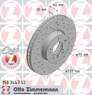 Disc frana BMW X6 (F16, F86) (2014 - 2016) ZIMMERMANN 150.3447.52 piesa NOUA