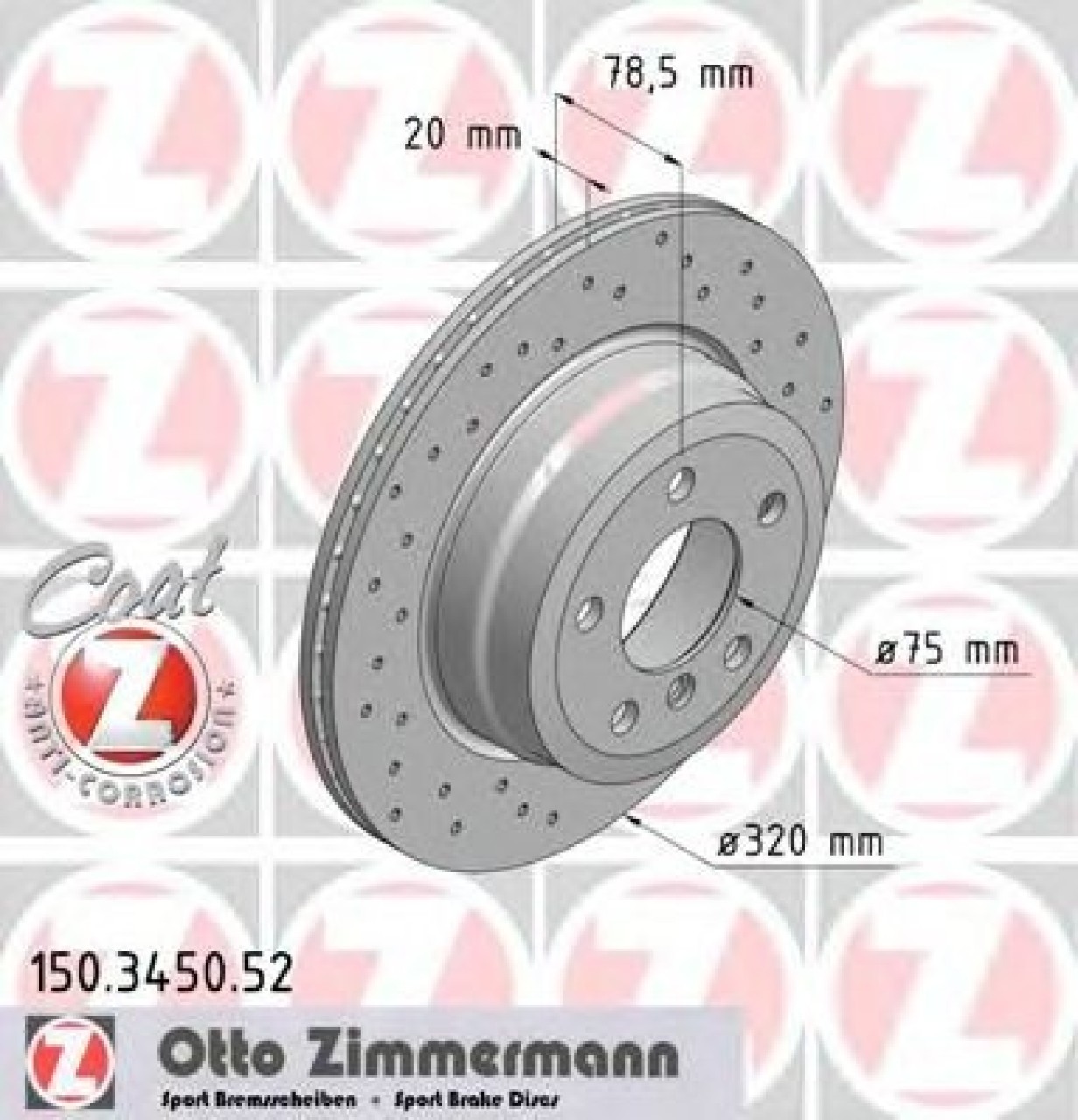 Disc frana BMW X6 (F16, F86) (2014 - 2016) ZIMMERMANN 150.3450.52 piesa NOUA