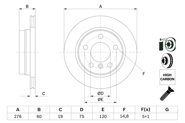 Disc Frana Bosch Bmw 0 986 478 642