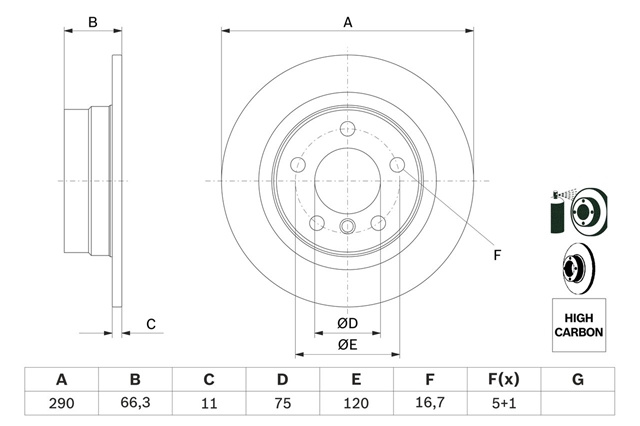 Disc Frana Bosch Bmw 0 986 479 043