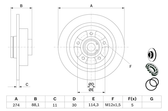 Disc Frana Bosch Renault 0 986 479 009
