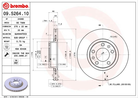 Disc Frana Brembo Peugeot 09.5264.10