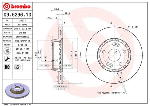 Disc Frana Brembo Renault 09.5296.10