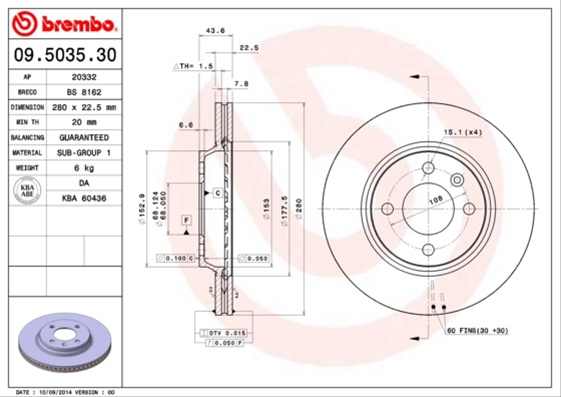 Disc Frana Brembo Saab 09.5035.30