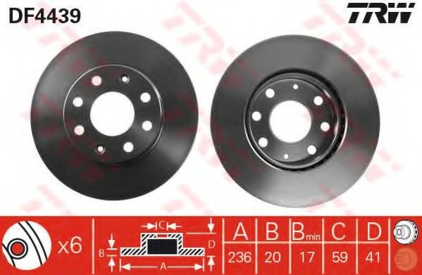 Disc frana CHEVROLET AVEO Hatchback (T200) (2003 - 2008) TRW DF4439 piesa NOUA