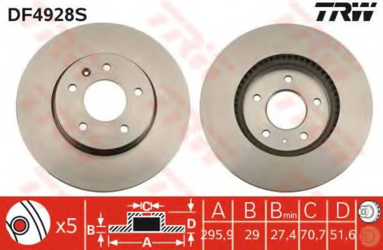 Disc frana CHEVROLET CAPTIVA (C100, C140) (2006 - 2016) TRW DF4928S piesa NOUA