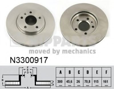 Disc frana CHEVROLET CRUZE Hatchback (J305) (2011 - 2016) NIPPARTS N3300917 piesa NOUA