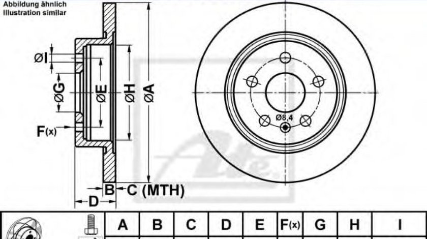 Disc frana CHEVROLET CRUZE Hatchback (J305) (2011 - 2016) ATE 24.0312-0188.1 piesa NOUA