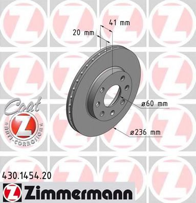 Disc frana CHEVROLET KALOS (2005 - 2016) ZIMMERMANN 430.1454.20 piesa NOUA