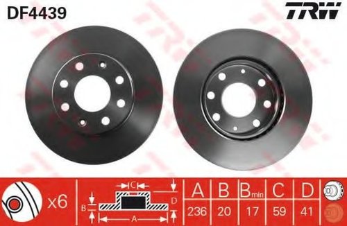 Disc frana CHEVROLET KALOS Limuzina (2005 - 2016) TRW DF4439 piesa NOUA