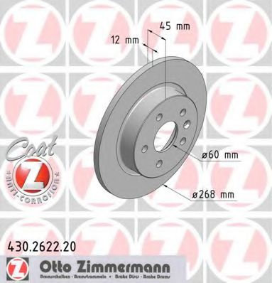 Disc frana CHEVROLET TRAX (2012 - 2016) ZIMMERMANN 430.2622.20 piesa NOUA