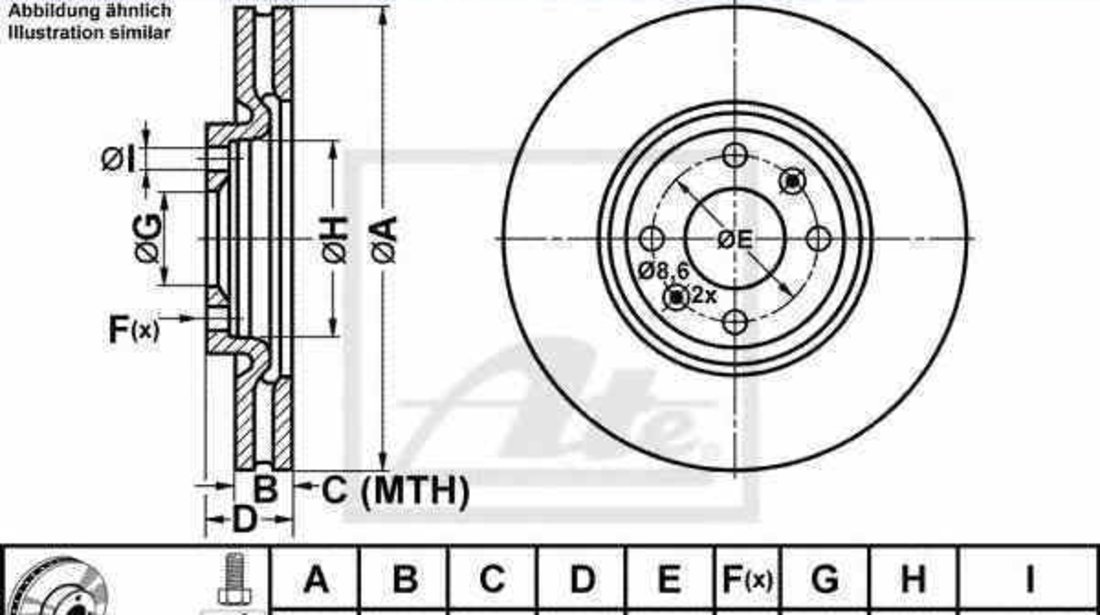 Disc frana CITROËN DS5 ATE 24.0126-0159.1