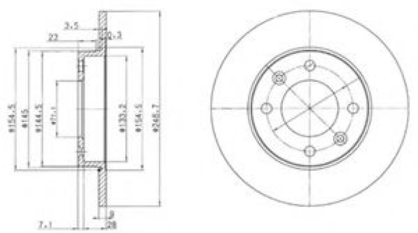 Disc frana CITROEN BERLINGO (MF) (1996 - 2016) DELPHI BG3653 piesa NOUA